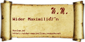 Wider Maximilián névjegykártya